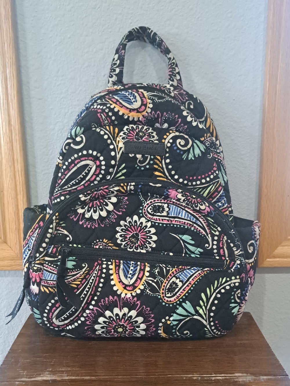 Vera Bradley Black Paisley Quilted Mini Backpack
